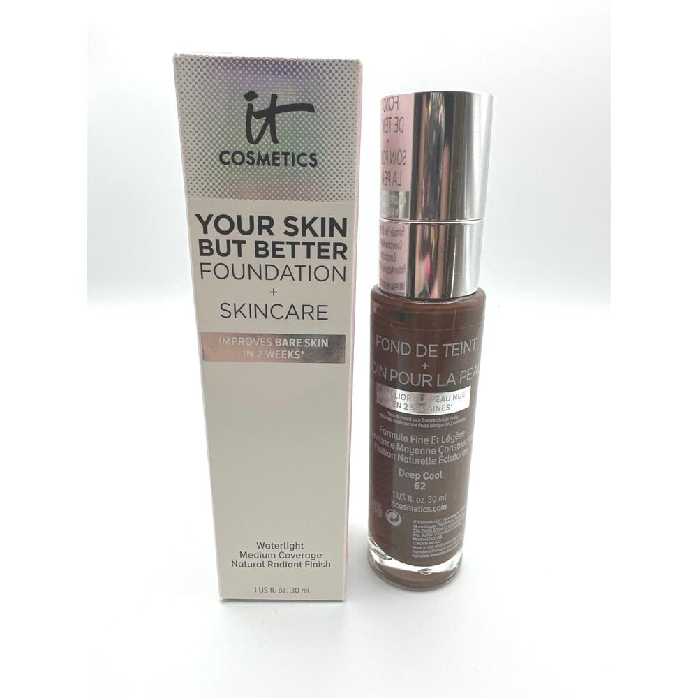 It Cosmetics Your Skin But Better Foundation + Skincare Deep Cool 62 NIB